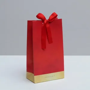 Пакет подарочный с лентой "Present", 23×13×7