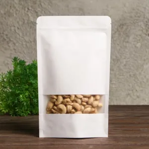 Пакет zip-lock крафт белый с окном, 40×30