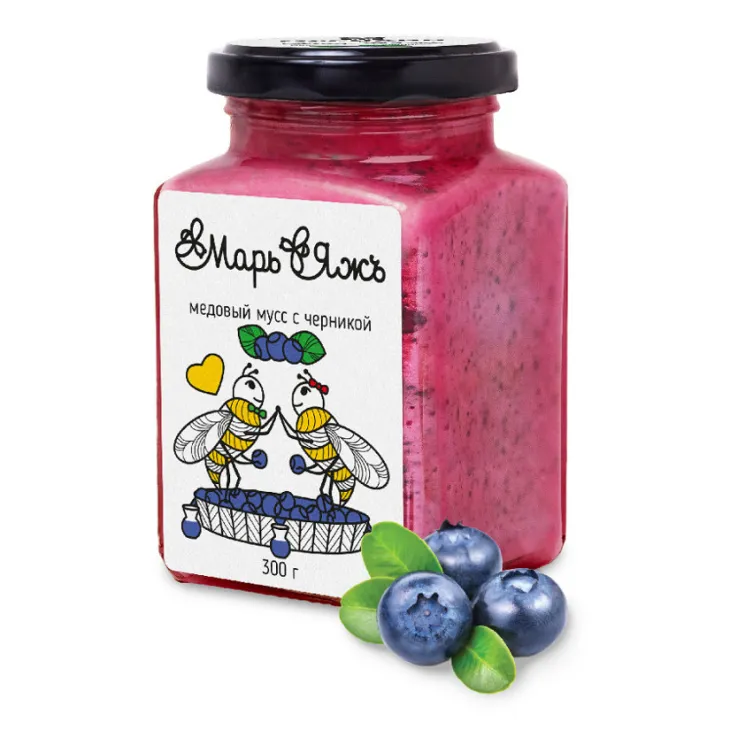Медовый мусс с черникой "Мусихин", 300 гр.