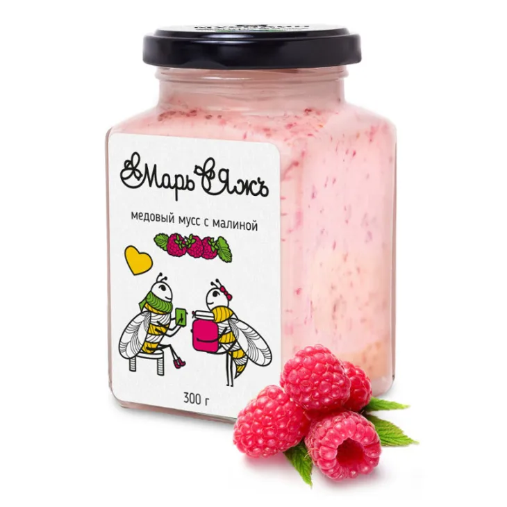 Медовый мусс с малиной "Мусихин", 300 гр.