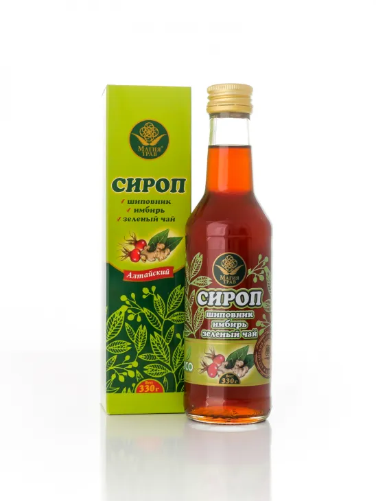 Сироп "Шиповник, имбирь, зеленый чай", 330 гр.