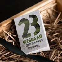 Мини-открытка "С 23 февраля (белая с зеленым)"