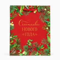 Пакет подарочный "Счастливого Нового года", 22.3×18×10