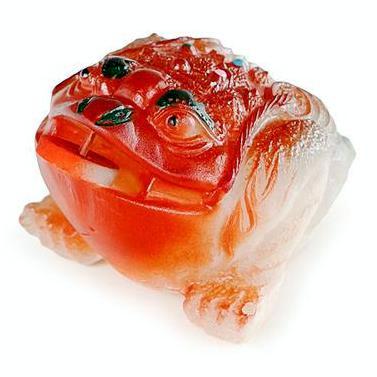 Чайная фигурка, меняющая цвет "Оранжевая жаба с монеткой"