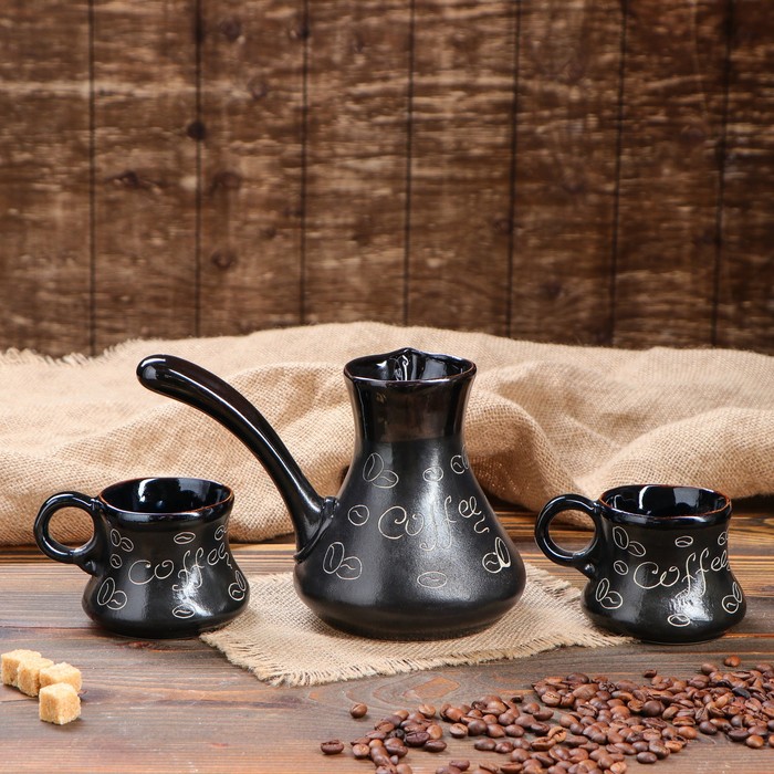 Кофейный набор "Coffee",  турка 500 мл., 2 чашки по 100 мл.