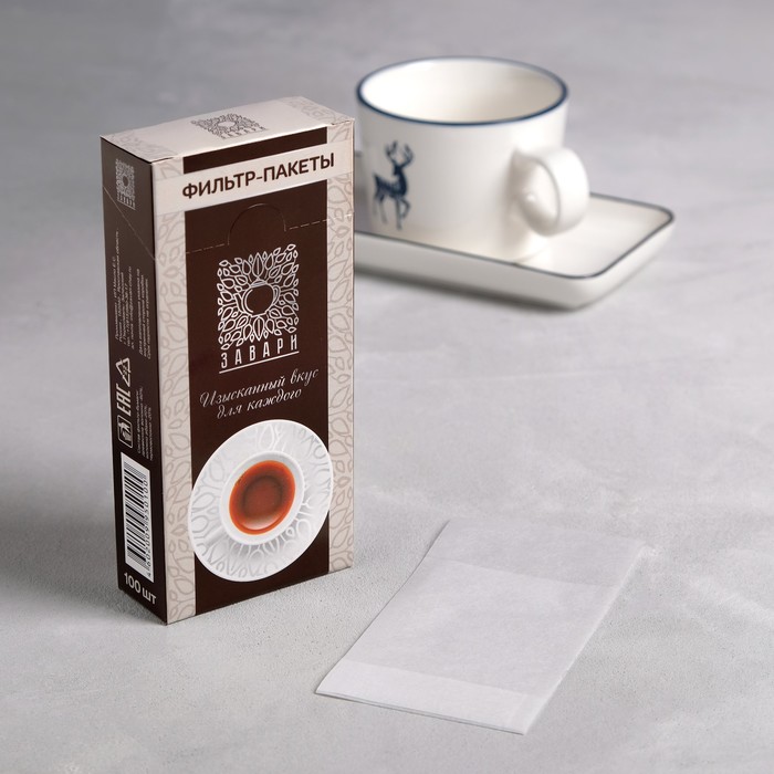 Фильтр-пакеты для заваривания чая,  8.5х6.5х4.5 см, 100 шт.
