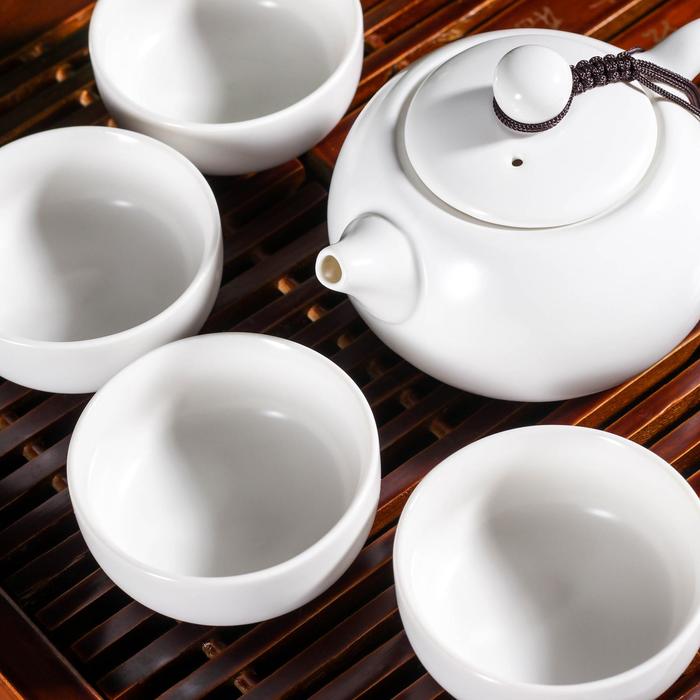 Набор для чайной церемонии "Небо", 5 предметов: чайник 200 мл, 4 чашки, 50 мл, цвет белый