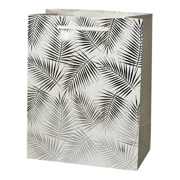 Пакет подарочный "Серебрянные листья", 18×10×23