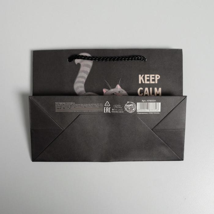 Пакет подарочный "Keep calm", 14.5×19.5×8.5 см.