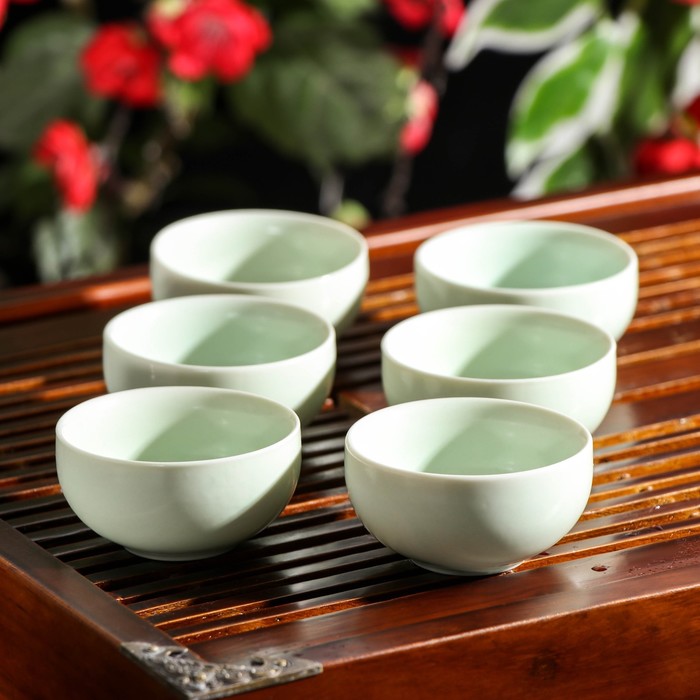 Набор для чайной церемонии "Небо", 7 предметов: чайник 175 мл, 6 пиал 30 мл, цвет бирюзовый