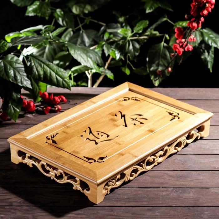 Стол для чайной церемонии с подносом "Бамбуковая роскошь", 45×30×7 см