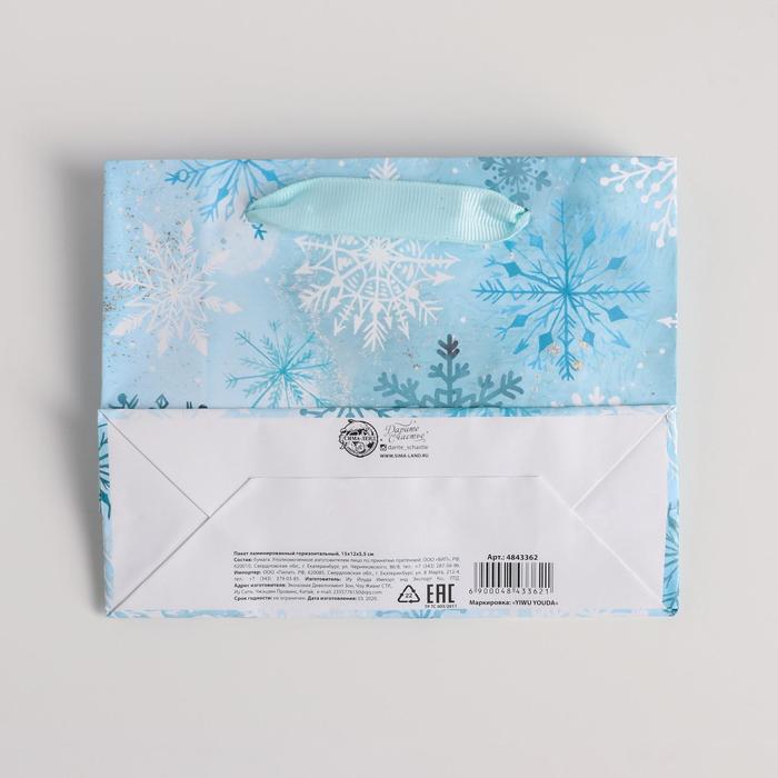 Пакет подарочный "Морозный день", 15×12×5.5