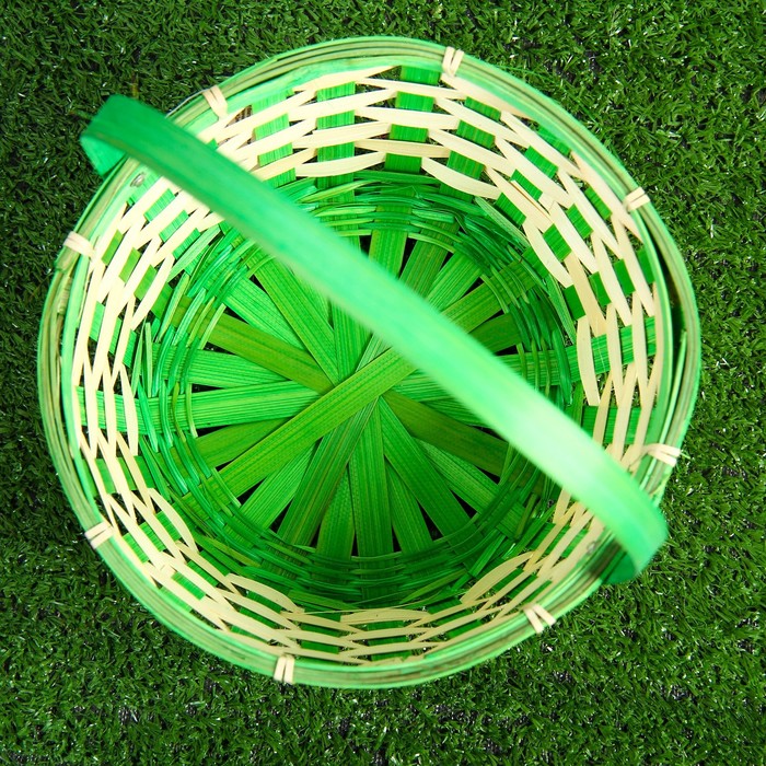 Корзина плетеная бамбук, 21х10/24 см, зеленая