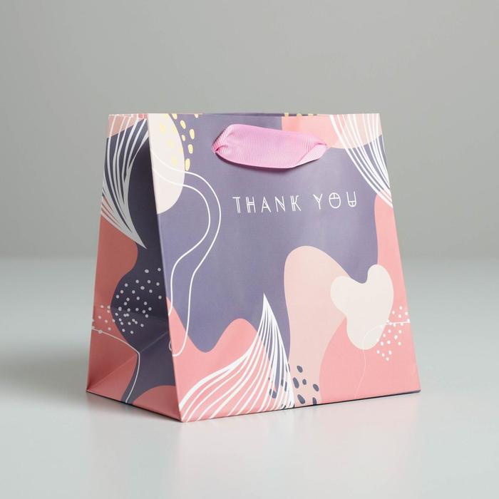 Пакет подарочный "Thank you", 14×14×9