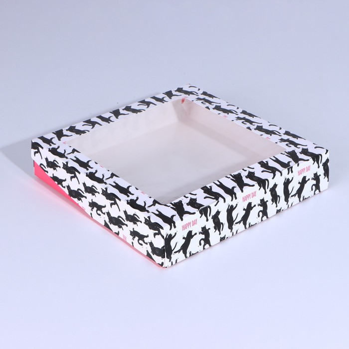 Коробка подарочная с окном "Котики", 20×20×4