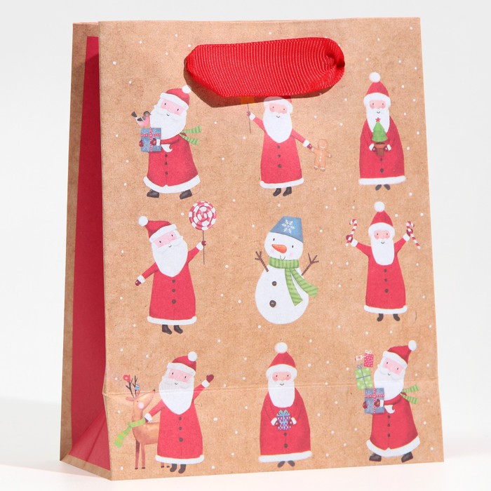 Пакет подарочный крафт "Дедушка Мороз", 12×15×5.5