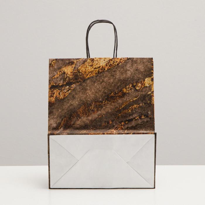 Пакет подарочный крафт "Мрамор", 22×12×27