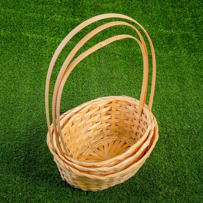 Корзина плетеная бамбук, 24×19×10/36