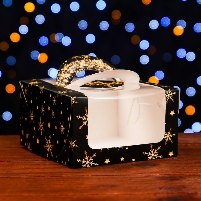 Коробка подарочная "Новогодние звезды", 14×14×8