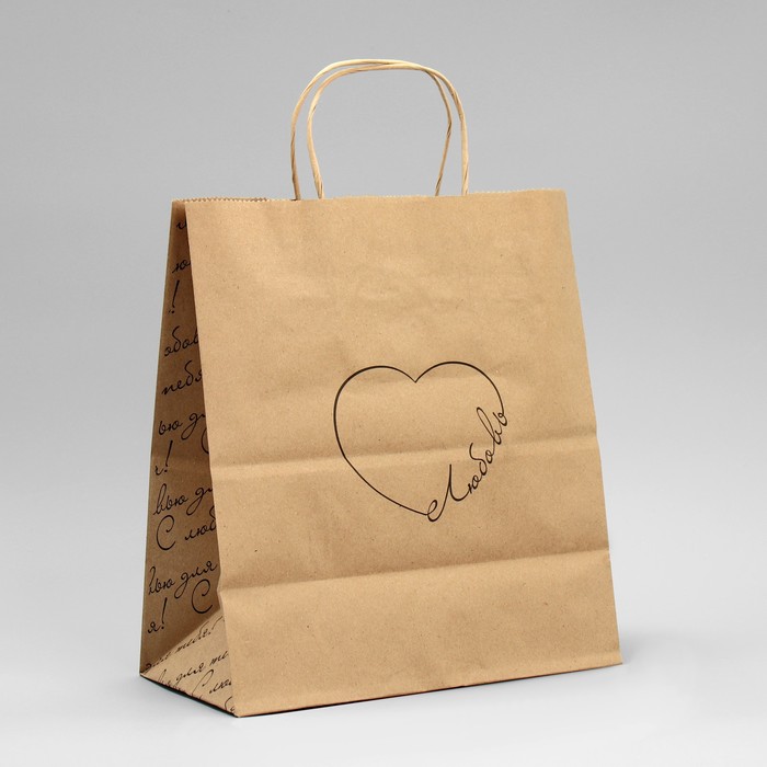 Пакет подарочный крафт "Сердце", 22×25×12
