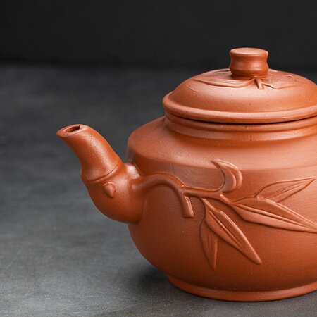 Чайник глиняный коричневый "Бамбук", 370 мл.