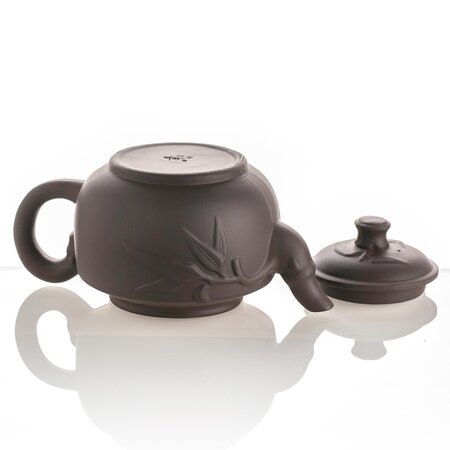 Чайник глиняный темно-коричневый "Бамбук", 370 мл.