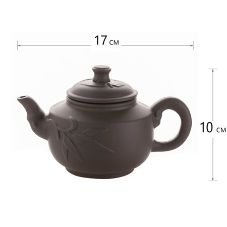 Чайник глиняный темно-коричневый "Бамбук", 370 мл.