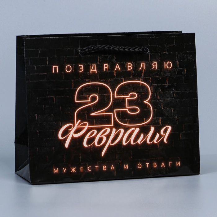 Пакет подарочный ламинированный "С 23 февраля", 15×12×5.5