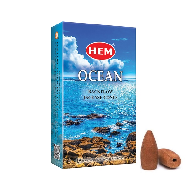 Благовония стелющийся дым HEM "Ocean, океан", 10 конусов