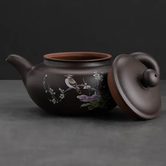 Чайник глиняный черный "Певчий", 230 мл