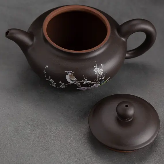 Чайник глиняный черный "Певчий", 230 мл