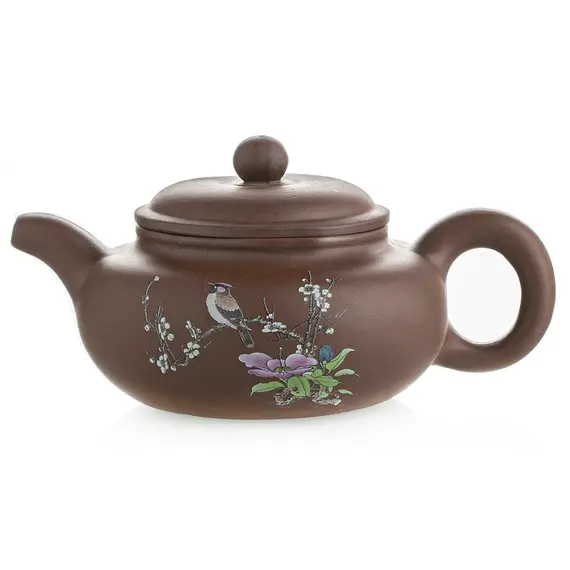 Чайник глиняный коричневый "Певчий", 230 мл