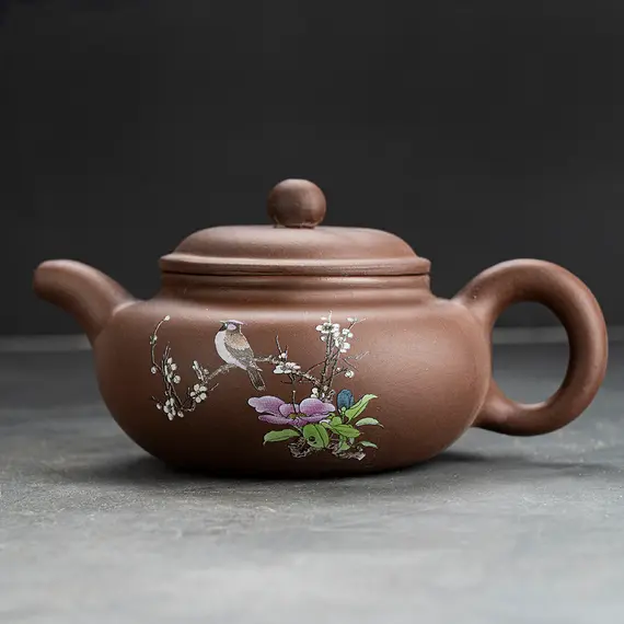 Чайник глиняный коричневый "Певчий", 230 мл