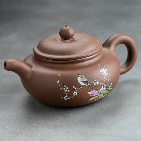 Чайник глиняный коричневый "Певчий", 230 мл