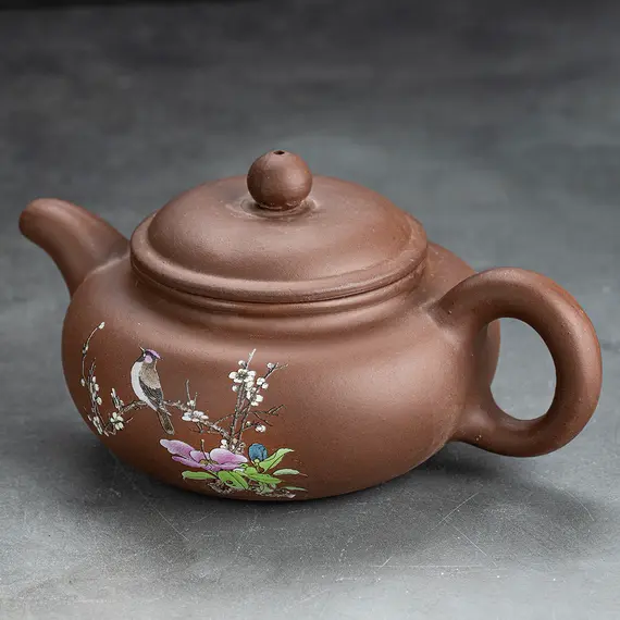 Чайник глиняный коричневый "Певчий", 230 мл