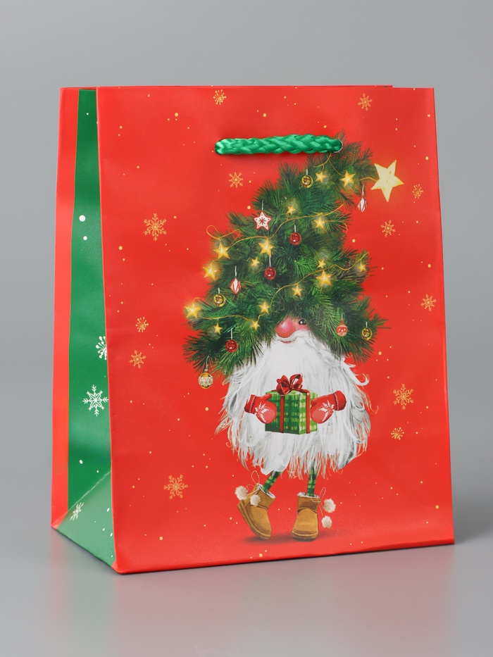 Пакет подарочный "Новогодний домовенок", 14.5×11.5×6.5