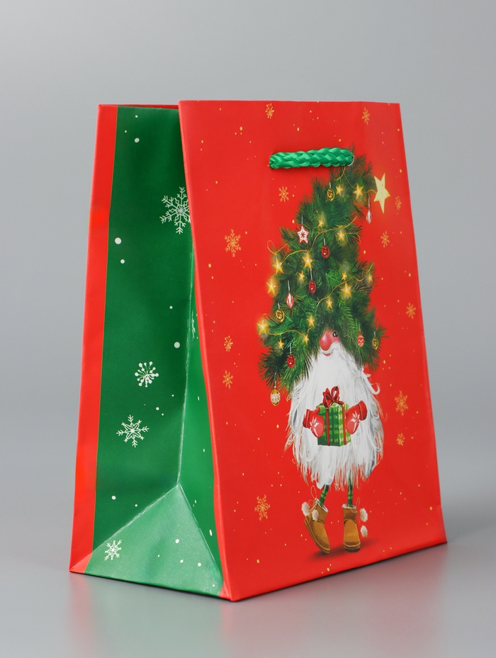 Пакет подарочный "Новогодний домовенок", 14.5×11.5×6.5