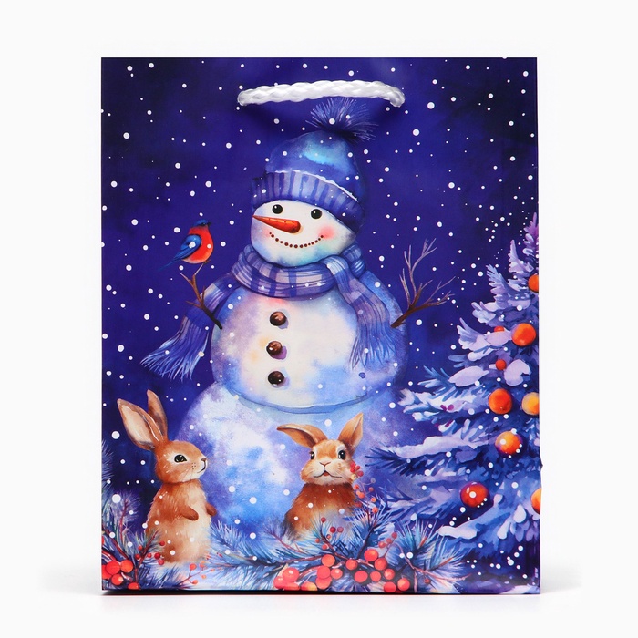 Пакет подарочный новогодний "Дивный снеговик", 14.5×11.5×6.5