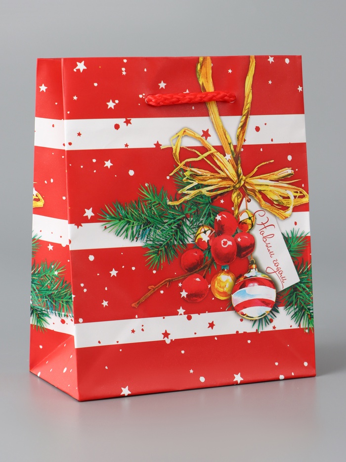 Пакет подарочный новогодний "Звездочки", 14.5×11.5×6.5