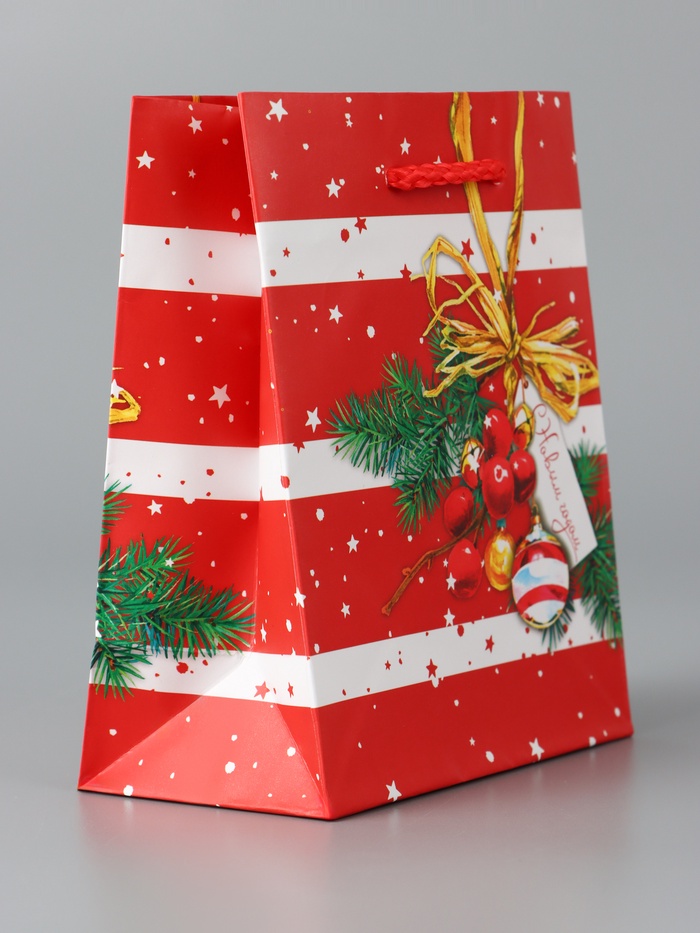 Пакет подарочный новогодний "Звездочки", 14.5×11.5×6.5