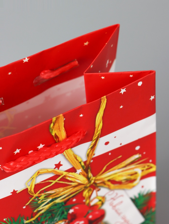 Пакет подарочный новогодний "Звездочки", 14.5×11.5×6.5