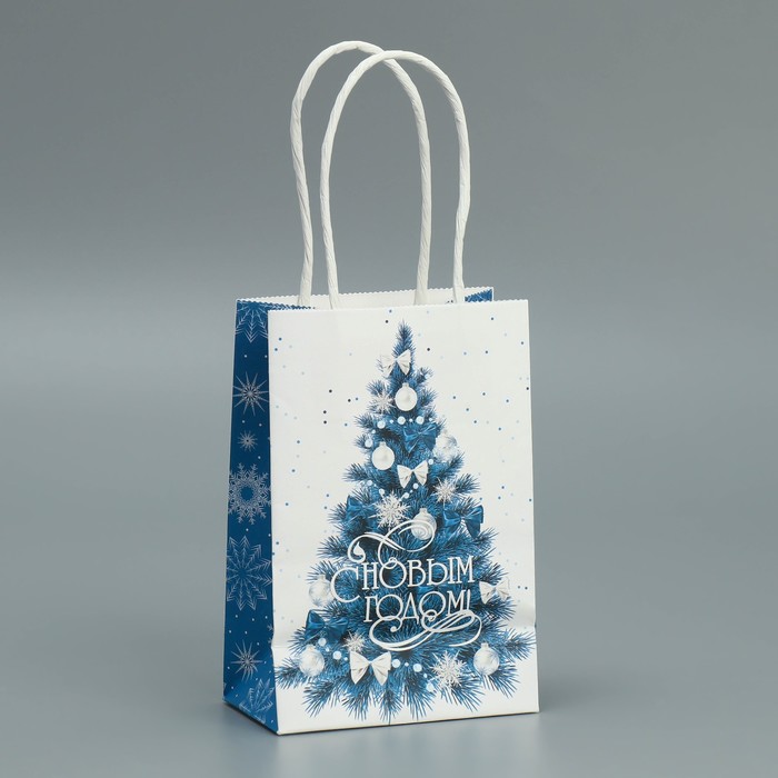 Пакет подарочный новогодний крафтовый "С новым годом", 15×10×6