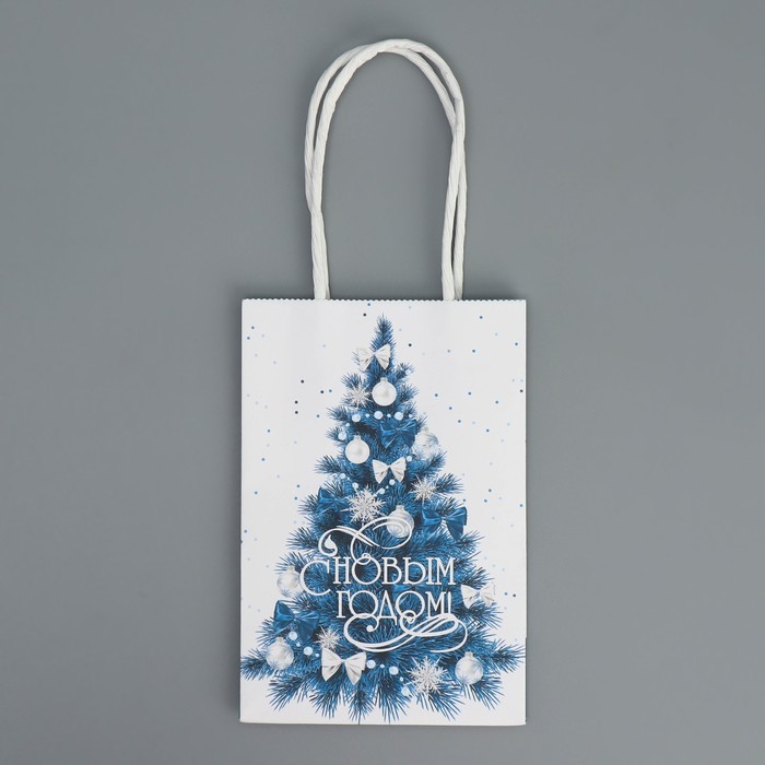Пакет подарочный новогодний крафтовый "С новым годом", 15×10×6