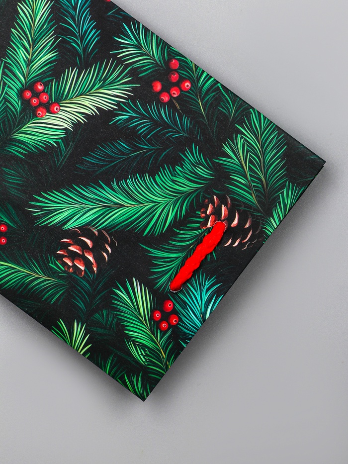 Пакет подарочный новогодний ламинированный "Шишки", 14.5×11.5×6.5