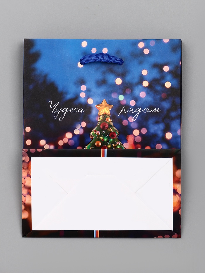 Пакет подарочный новогодний ламинированный "Чудеса рядом", 14.5×11.5×6.5