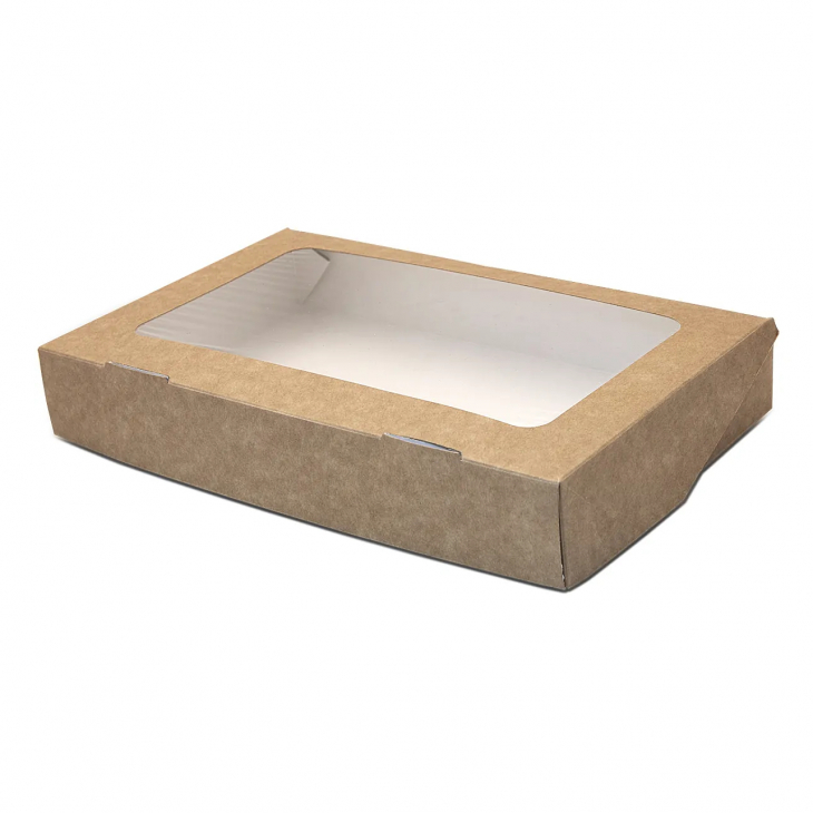 Коробка подарочная крафт с окном, 25×15×4
