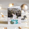 Мини-открытка "С Новым годом (белый кролик в коробке)"