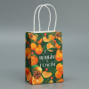 Пакет подарочный новогодний крафтовый "Мандариновое настроение", 15×10×6