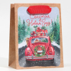 Пакет подарочный новогодний крафтовый "Новогодний экспресс", 15×12×5.5